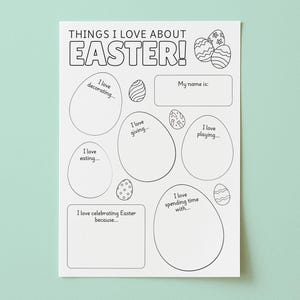 Things I Love About Easter, Things I Love Writing Activity, Easter Printable, Teacher Resource, Easter Writing Worksheets, Easter Homeschool