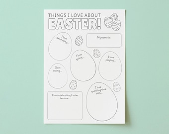 Things I Love About Easter, Things I Love Writing Activity, Easter Printable, Teacher Resource, Easter Writing Worksheets, Easter Homeschool