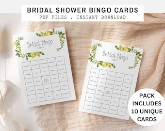 Lot de 10 bingo pour la mariée. Bingo nuptiale prérempli