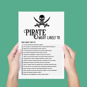 Pirate Party Games, Pirate Most Likely To, Pirate Trivia, Pirate Themed Party, Pirate Quiz, Teen Pirate Trivia, Adult Pirate Questionnaire