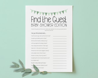 Jogo Quebra-Gelo para Chá de Bebê: Encontre o Convidado, Jogo Quebra-Gelo para Chá de Bebê, Encontre Alguém Que..., Jogos Quebra-Gelo para Grupos, Jogos para Festas de Adultos