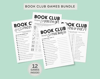 Book Club Games Bundle, Activities for Book Club Meeting, Fun Party Games for Adults, Book Club Holiday Party Game Ideas, Bookish Icebreaker