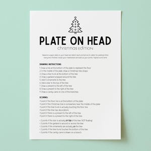 Juego de ponerte el plato navideño en la cabeza, Juego de dibujo navideño, Actividades para fiestas navideñas, Juegos divertidos para fiestas, Fiesta de Navidad del trabajo, Fiesta de Navidad del personal