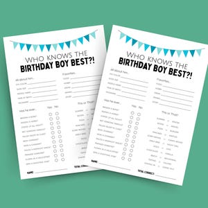 ¿Quién conoce mejor al cumpleañero?, ¿Quién me conoce mejor?, ¿Qué tan bien conoces al cumpleañero?, Juego de trivia de cumpleaños, Cuestionario para fiesta de cumpleaños