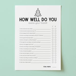 How Well Do You Know Your Team, Christmas Team Building Games, Coworker Activity, Office Party, Holiday Staff Party Quiz