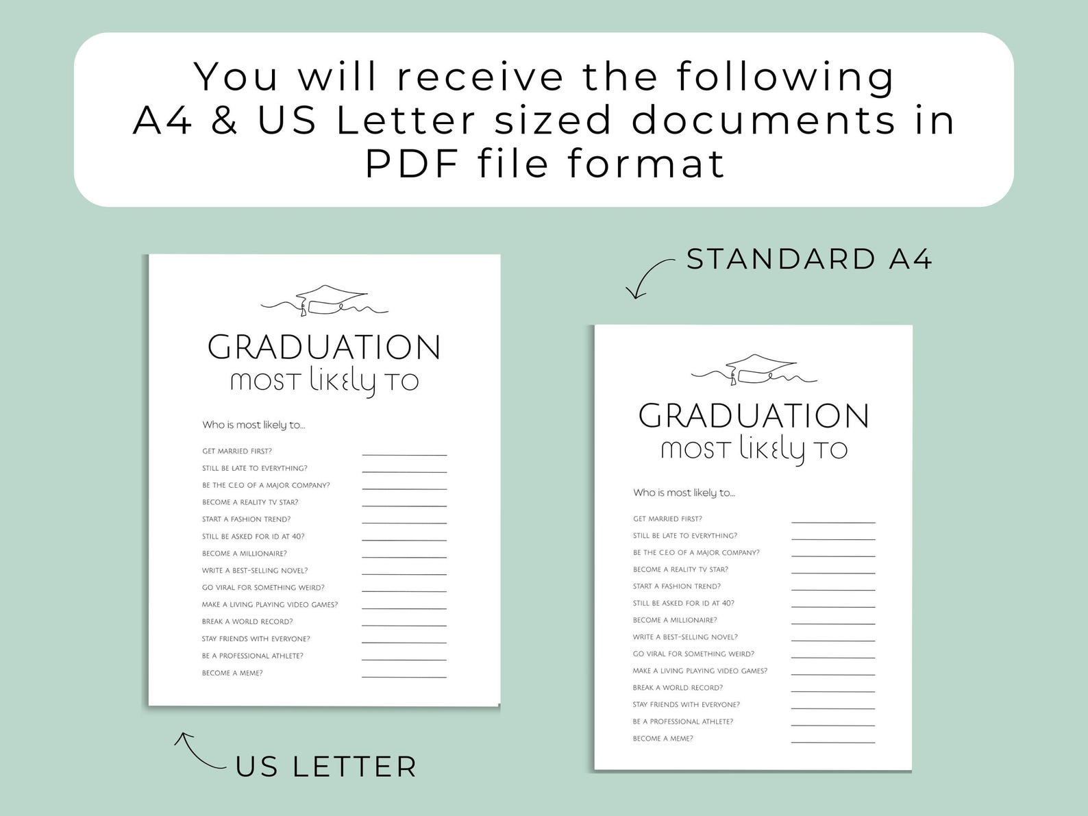 Graduation Games, Graduation Most Likely To, Grad Party Quiz Game ...