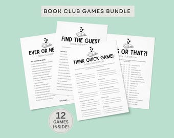 Book Club Games Bundle, Activities for Book Club Meeting, Fun Adult Party Games, Book Club Trivia, Discussion Starters, Reading Group Games