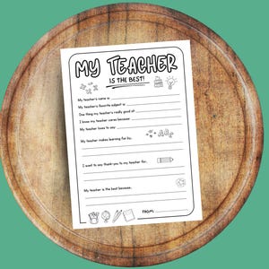 All About My Teacher, Teacher Appreciation Week, Teacher Appreciation Questionnaire, Best Teacher Ever, DIY Teacher Gift, End of School Gift