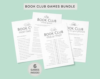 Book Club Games Bundle, Activities for Book Club Meeting, Fun Party Games for Adults, Book Club Holiday Party Game Ideas, Bookish Icebreaker