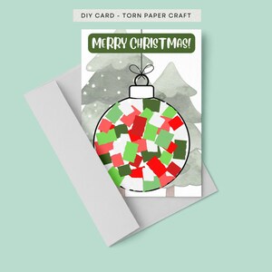 Tarjeta navideña casera, manualidades navideñas, actividad navideña de recortar y pegar, tarjetas navideñas DIY, tarjeta de felicitación DIY, hoja para recortar y pegar