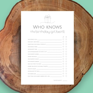 Who Knows the Birthday Girl Best, How Well Do You Know the Birthday Girl, Birthday Trivia Game, Bday Trivia Party Game, Bday Questionnaire