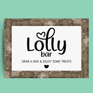 Lolly Bar Sign . Minimalist Printables