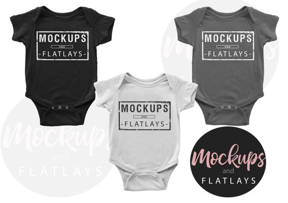 Infant Baby Onesie Trio Grey Black White Rabbit Skins Etsy