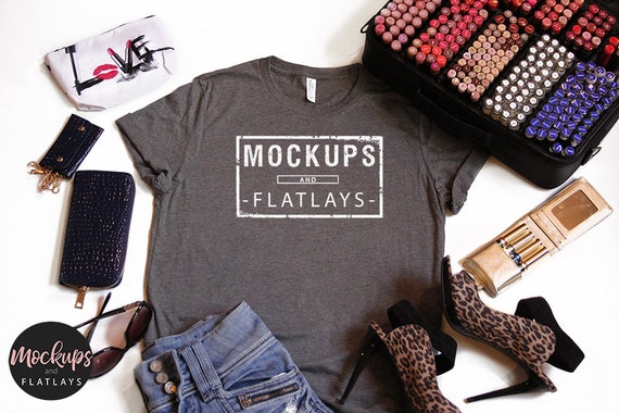 Bella And Canvas Unisex Jersey Tee Flatlay Heather Grey Etsy