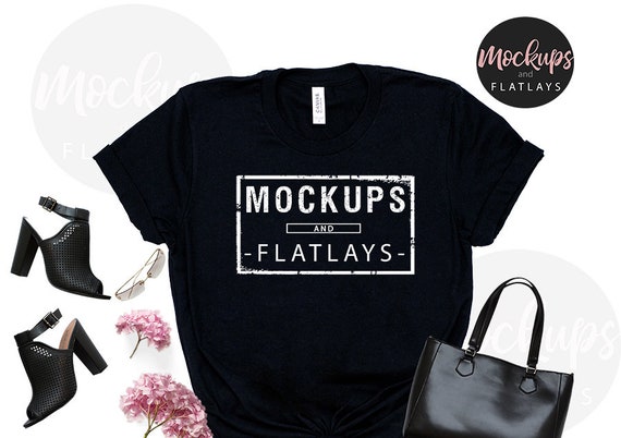 Bella And Canvas Feminine Floral Flatlay Mock Up O Neck Etsy