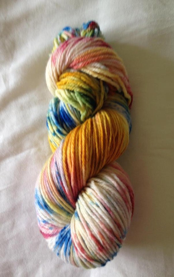 Hand Dyed Dk 8 Ply Yarn 100g Merino Cashmere In Daisies And Butterflies Colourway Hand Dyed Dk 8 Ply Yarn 100g Merino Cashmere In Daisies And Butterflies Colourway