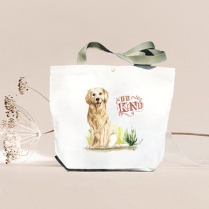 Golden Retriever Canvas tote Bag, Personalised shopping bag, Custom Print,  Dog lover gift