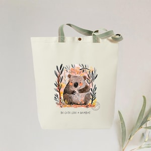 Be Cute Like a Wombat Tote Bag - Stylish and Personalised Eco-Friendly Canvas Bag with Adorable Wombat Design, Gift