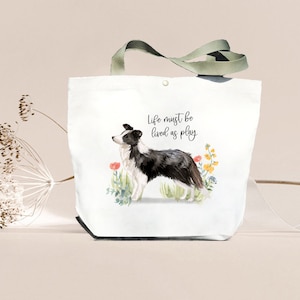 Border collie Canvas tote Bag, Shopping bag, Dog lover gift