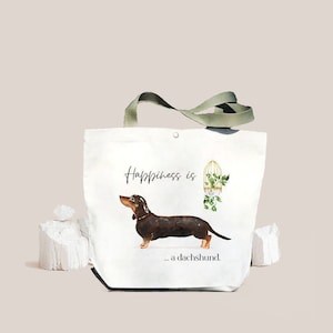 Dachshund Canvas tote Bag, Personalised shopping bag, Custom Print,  Sausage dog gift