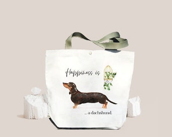 Dachshund Canvas tote Bag, Personalised shopping bag, Custom Print,  Sausage dog gift