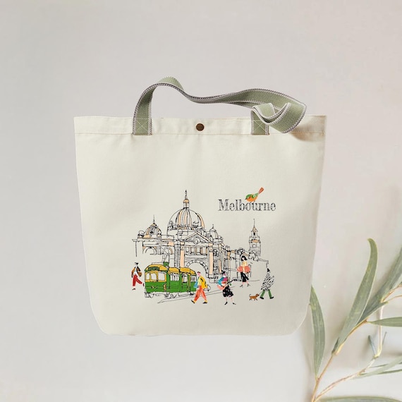 Flinders Street Station Sketch Tote Bag Stylish and Personalised