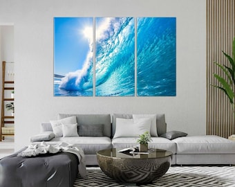 Sea Wave Bild für Schlafzimmer Riesige Welle Ozean Foto Meerlandschaft Leinwand Großes Dekor 4 Panel Leinwand Minimalist Poster Fashion Home Decor