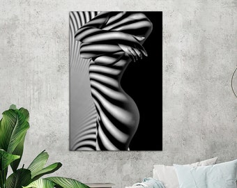 Sexy Mädchen Druck Body Art Weibliche Akt Wandkunst schwarz weiß Foto Leinwand Poster Akt Silhouette Erotik Leinwand Deko