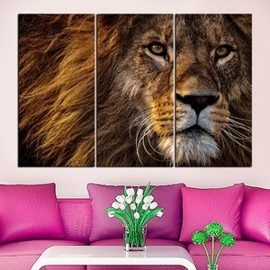 Lion Modern Art Canvas Print, Printable Nursery Wall Art, Lion King Large Wall Decor, Animal Picture Poster Photo Abstract Safari Print Art
