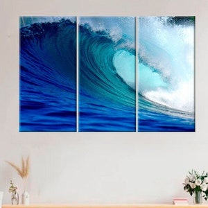 Huge Ocean Wave Wall Art, Ocean Photo, Seascape Canvas Print, Large Blue Decor, Sea Wave Apartment Home Decor