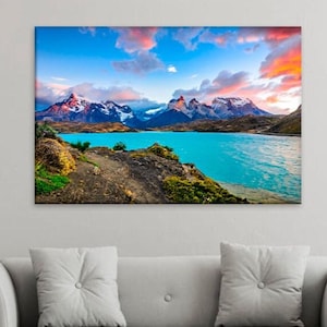 Berge Landschaft Poster Patagonien Argentinien Chile Wand Kunst Bilder für Wohnzimmer Natur Südamerika - kommt fertig zum Aufhängen