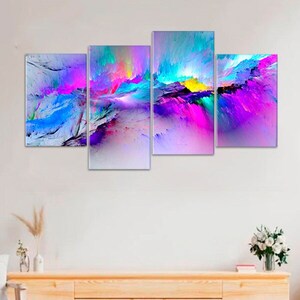 Large Abstract Print Splash Colors Stretched Canvas Psychedelic Wall Art Suminagashi Decor Marble Wall Art Creative Concept