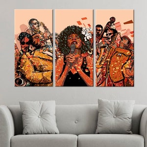 Jazz Band wall art canvas painting Music art Woman singer print Painting of music Gift for Music Lover Modern art - Comes Ready To Hang