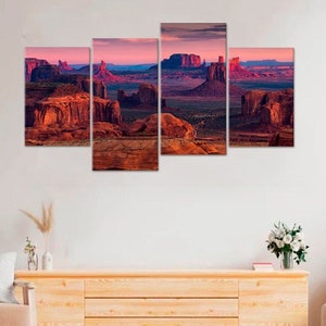 Monument Valley Arizona USA Poster Arizona Print Hunts Mesa Bedroom Wall Art American West Photo Nature Red Sand Desert Stretched Canvas