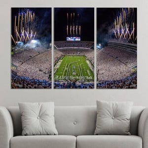 Impresiones fotográficas deportivas del estadio Beaver de Penn State, juego, decoración para la cueva del hombre, regalos para blanquear el estadio Beaver, juego nocturno