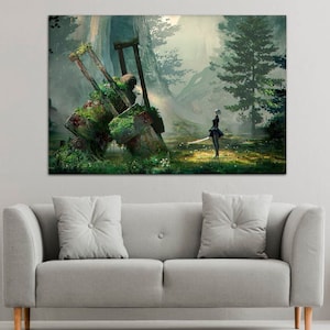 Große Leinwand Druck NieR Automata Gaming Leinwand Wanddekoration Cartoon Film Geschenk für Weihnachten Teenager Zimmer Dekor - fertig zum Aufhängen