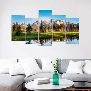 Grand Teton Gebirgskette Landschaft Wandkunst National Park Wyoming State Morgenansicht Wohnkultur Große Wandkunst USA Leinwand gerahmte Kunst