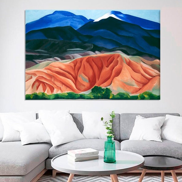 Mountains Wall Art Georgia O'Keeffe Back Mesa Landscape Print on Canvas Framed poster Trendy Room Decor Art Reproduction Giclee