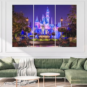 Magic Kingdom Wall Art Magic Kingdom Print, Walt and Mickey Disney Large Canvas Print Kids Room Decor Christmas Gift For Girl Boy