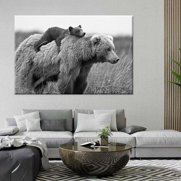 Large Canvas Art Bear Etsy