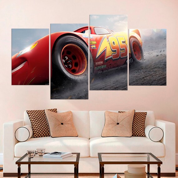 Handmade Split Wall Art Ready To Hang Framed Canvas Cars Lightening Mcqueen Multi Panel - Multi Panel Canvas Wall Prints Handmade Split Wall Art Ready To Hang Framed Canvas Cars Lightening Mcqueen Multi Panel - Multi Panel Canvas Wall Prints