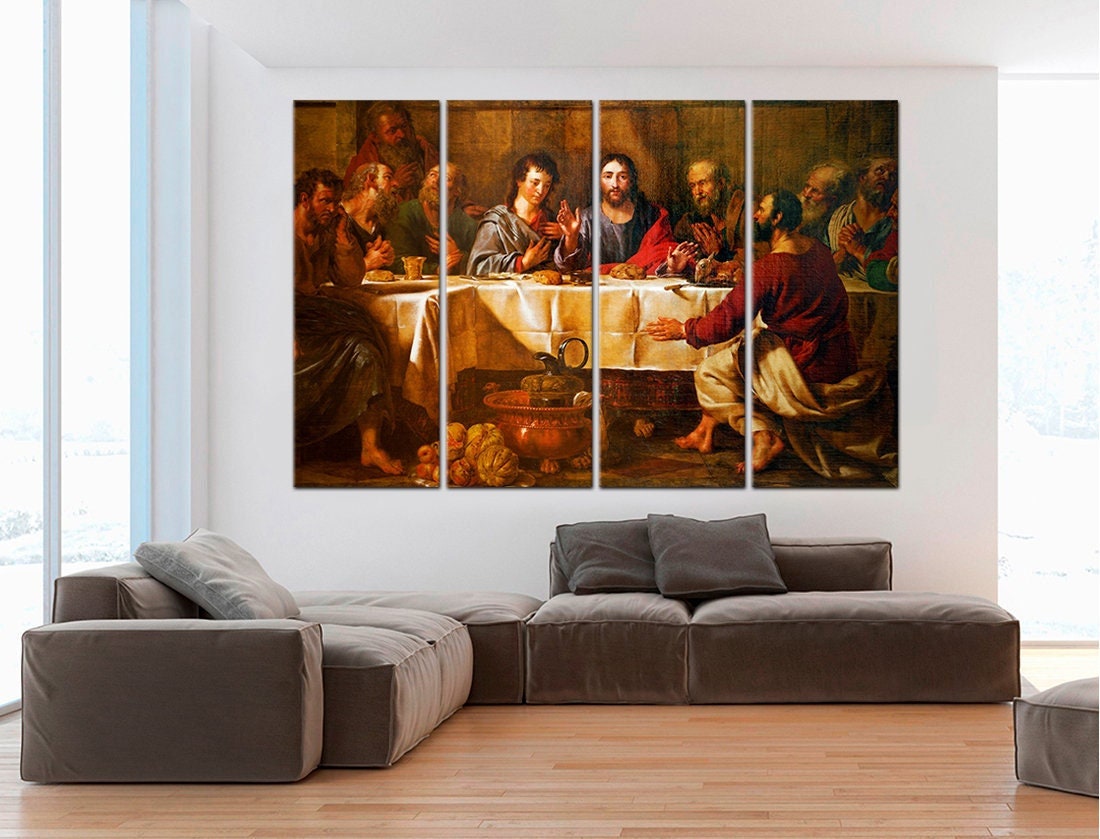 Last Supper Wall Decor Religious Print on Canvas God Jesus Christ With ...
