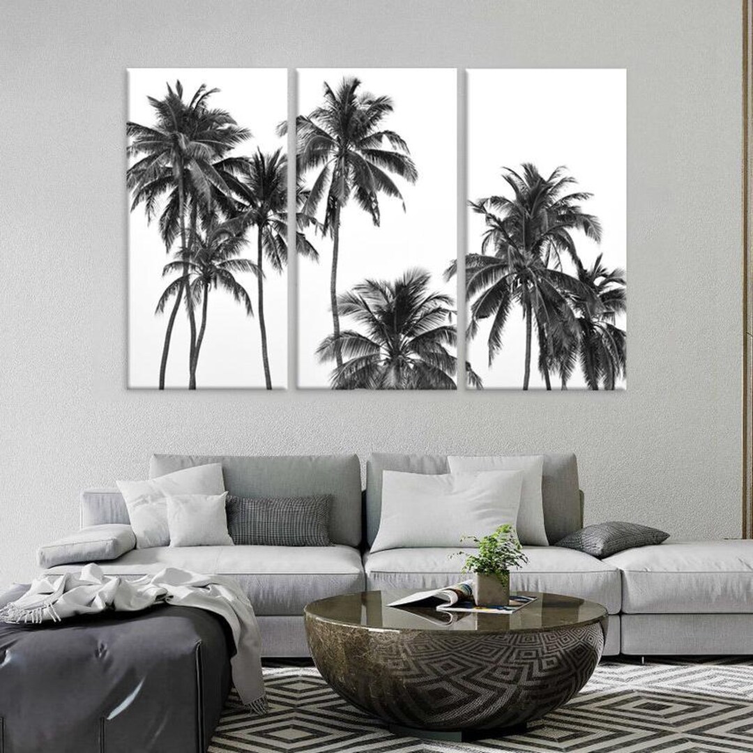 Tropical Palm Trees Wall Art Black and White Photographic Print Large ...