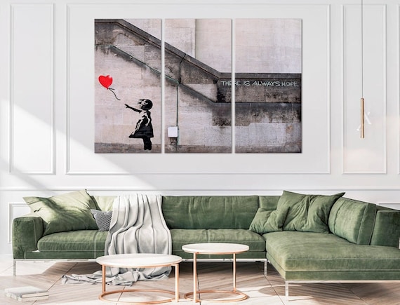 Balloon Girl Street Art Canvas Triptych Banksy Graffiti Framed