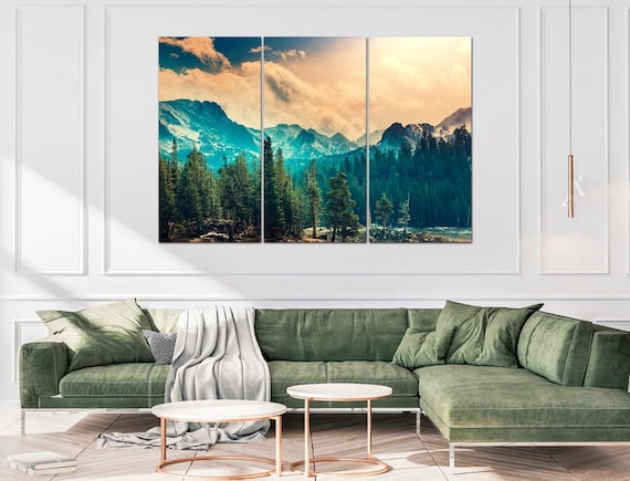 Sierra Nevada Mountains, Foggy Forest Wall Art, Snow Ridge Landscape, California Christmas Trees in the Mountains Canvas Print
