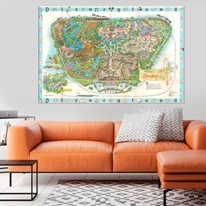 Grote kaart muurkunst geretoucheerde vintage Disney kaart canvas print modulaire foto&#39;s kinderkamer decor kerstcadeau - komt klaar om op te hangen