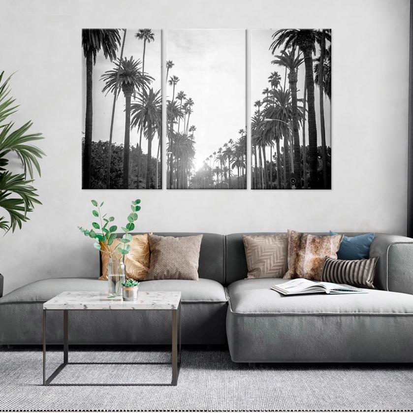 Beverly Hills Street Palm Trees Wall Art Los Angeles Black and White Photographic Print Large Canvas Print Canvas Home Decor