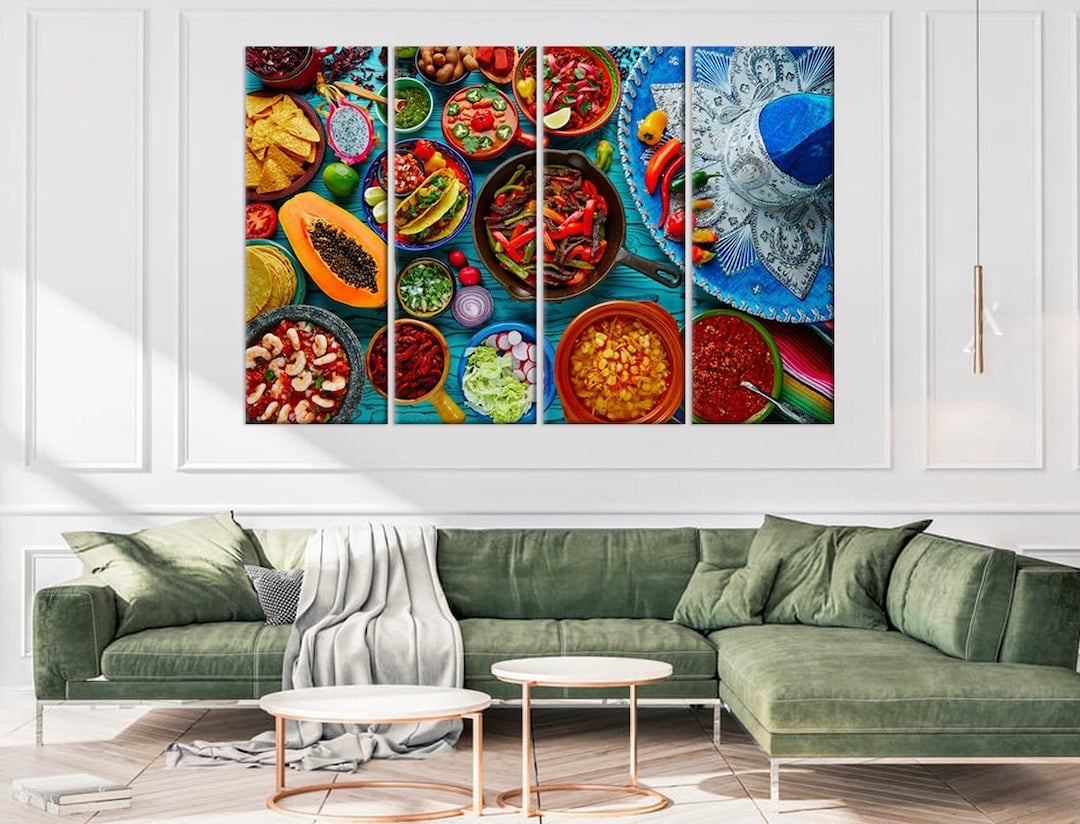 Kitchen Dinner Room Mexican Food Wall Art Fruits Vegetables Healthy ...