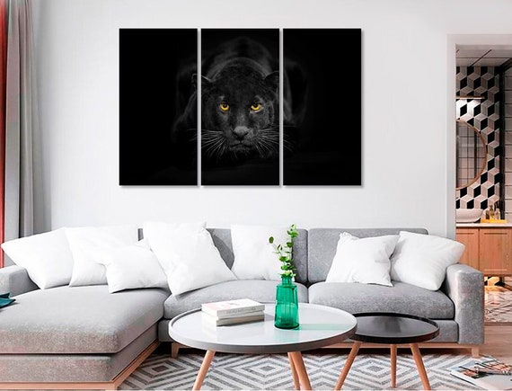 Black Panther Wall Art Painting | The Picture Print On Canvas | Animal Pictures | Black Panther  Art | Big Cat Wild Life | Fine Art Photo
