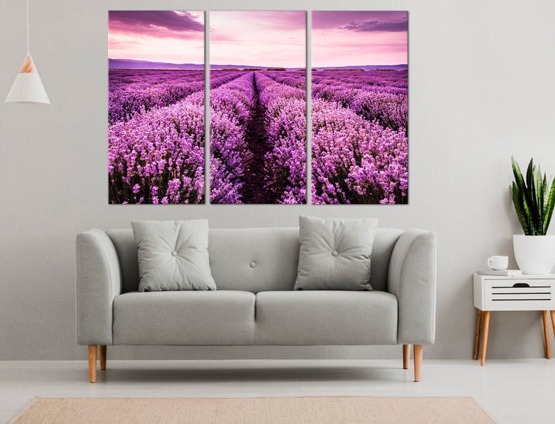 Lavender Field Purple Flowers Wall Art Large Canvas Print, Floral Wall ...